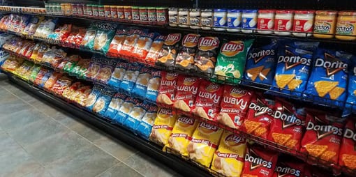 Large Isle of Chips and Dips at Triple P Express 24 Hour Gas Station